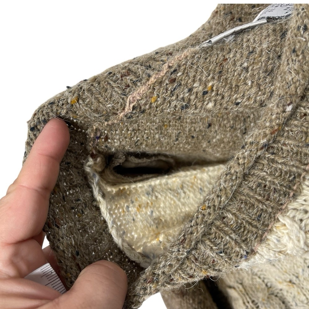 Capacity L Brown Colorblock Sweater Cable Knit Wool Blend‎ Vintage Grandpa Core - Picture 2 of 11